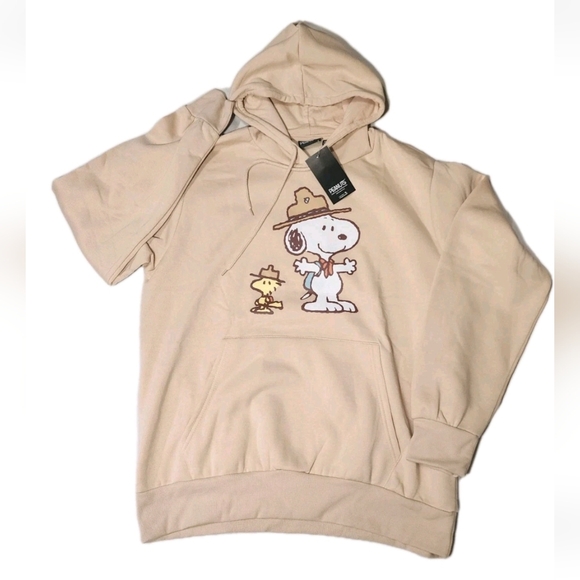 PEANUTS SNOOPY WOODSTOCK PARK RANGERS TAN PULLOVER SWEATSHIRT HOODIE XL NWT - Picture 3 of 10